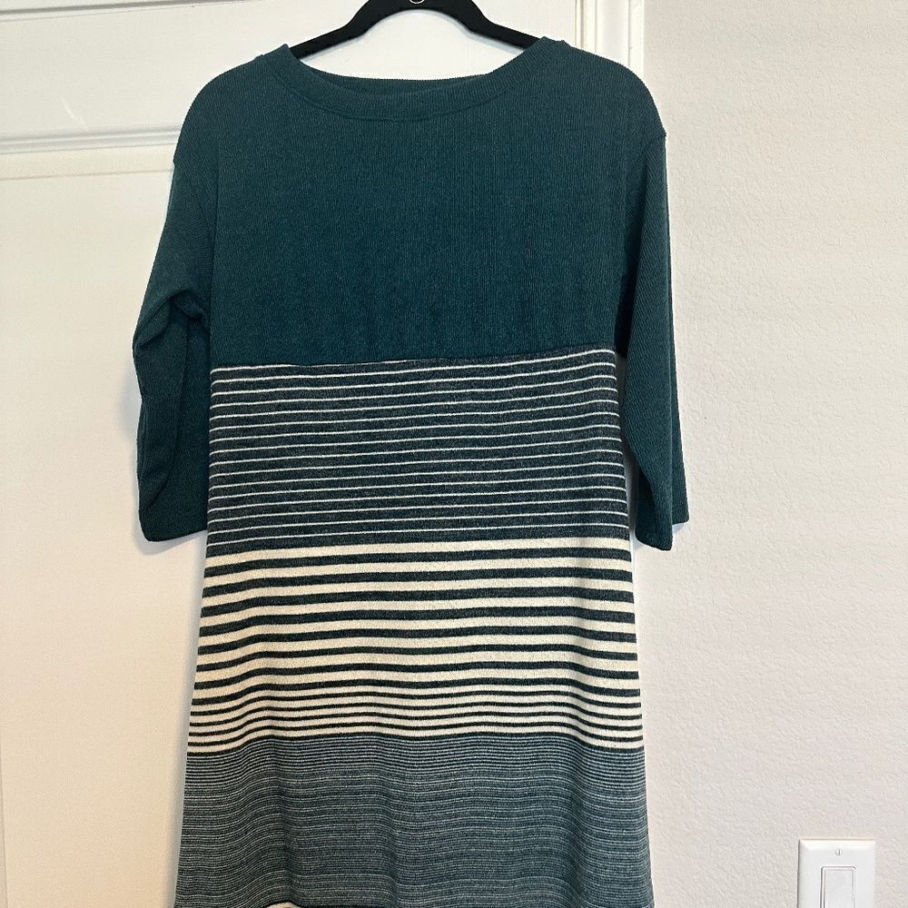 Ces Femme Crew Neck Dress Green/Cream Large